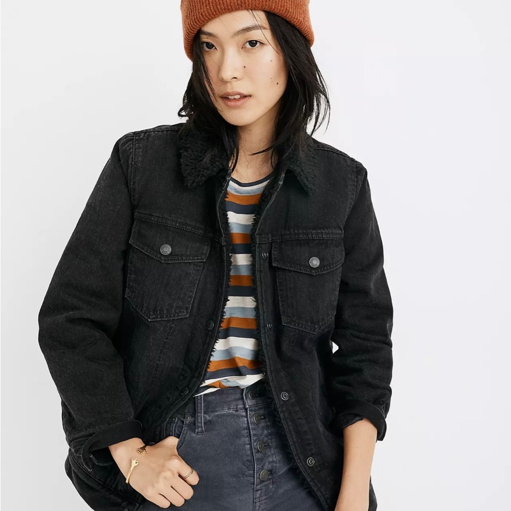 *LIKE NEW: MADEWELL Oversized Sherpa Lined Jean Jacket, only worn twice. Size XL